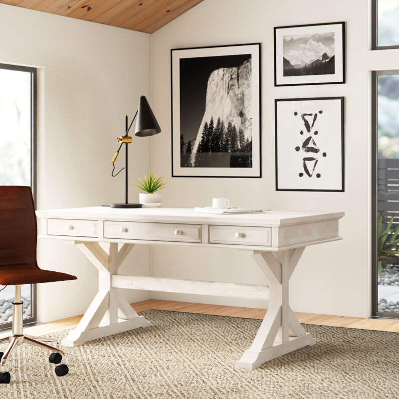 Bureau en bois massif Brookstonval, Inachevé