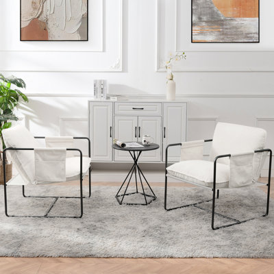 2 fauteuils, revêtus de tresse, blanc, structure en métal robuste, coussins en mousse respirante, pour la chambre à coucher, salon suspendu doux