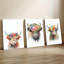 Ensemble de 3 affiches murales encadrées, aquarelles de vaches, impressions sur toile de vaches des Highlands avec couronne de fleurs, décoration bohème champêtre pour salon, chambre d'enfant, jolies illustrations de vaches pour la décoration intérieure, affiches peintes-1222621558