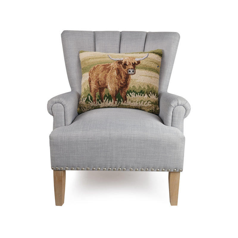 Highland Cattle Wool Hook Throw Pillow