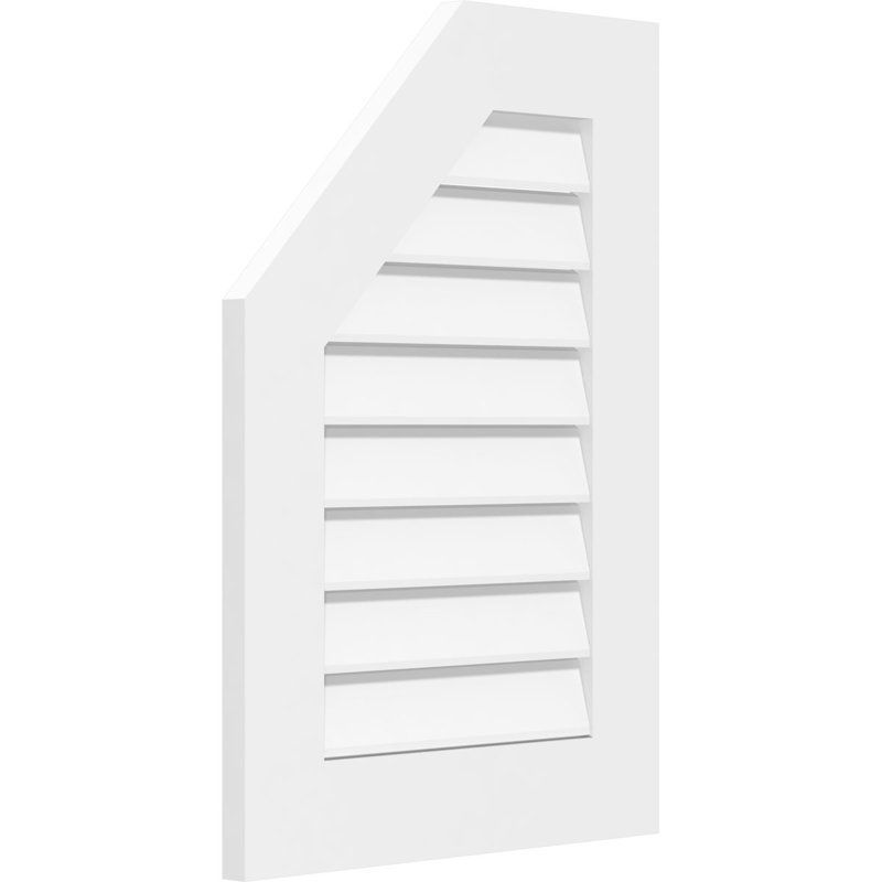 Half Octagon Top Left Surface Mount Functional, Standard Frame PVC Gable Vent, 26" H x 26" W x 1" D