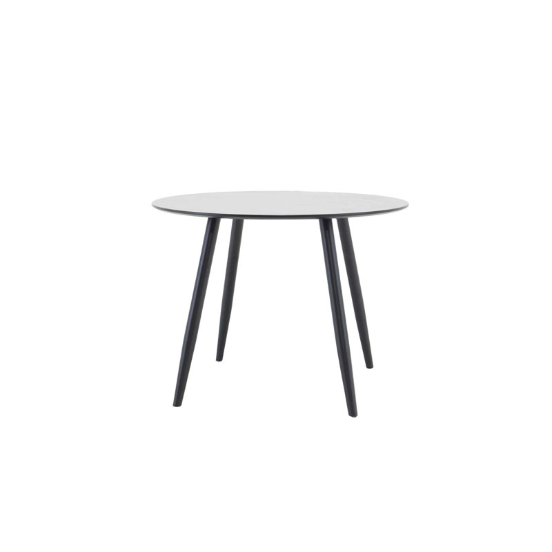 Algiers Round Metal Base Dining Table, Black, Black