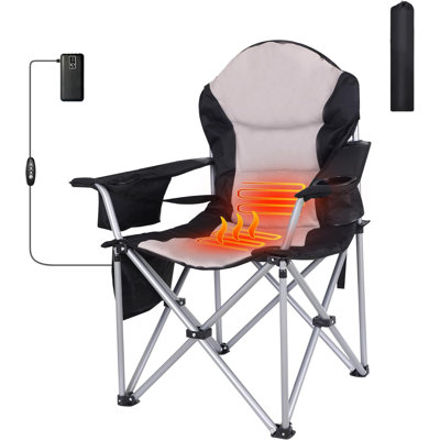 MUKE Outdoor Heated Camping Chair with 10000mAh Power Bank, Cupholder, Side Pockets & Carry Bag (1 Pack) by MUKE