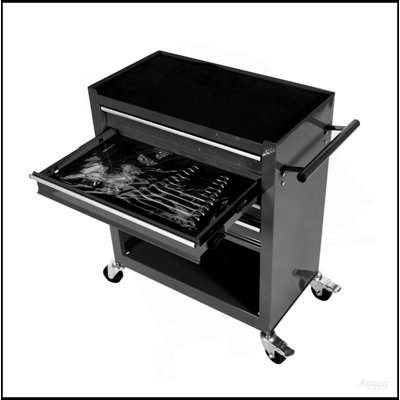 4-Drawer Rrolling Tool Box, 24.4" With 4 Wheels and Drawers With Tools, for Garage, Warehouse, Workshop, Shop,BLACK