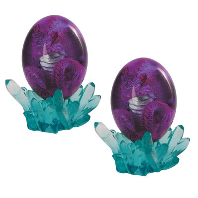 "2-PC Set" ICE ARMOR 5"H Purple Dragon in Arcylic Egg with Faux Crystal Figurine Figurine Statue Ornament Home/Room Decor and Perfect Gift Ideas for House Warming, Holidays and Birthdays Great Collectible Addition