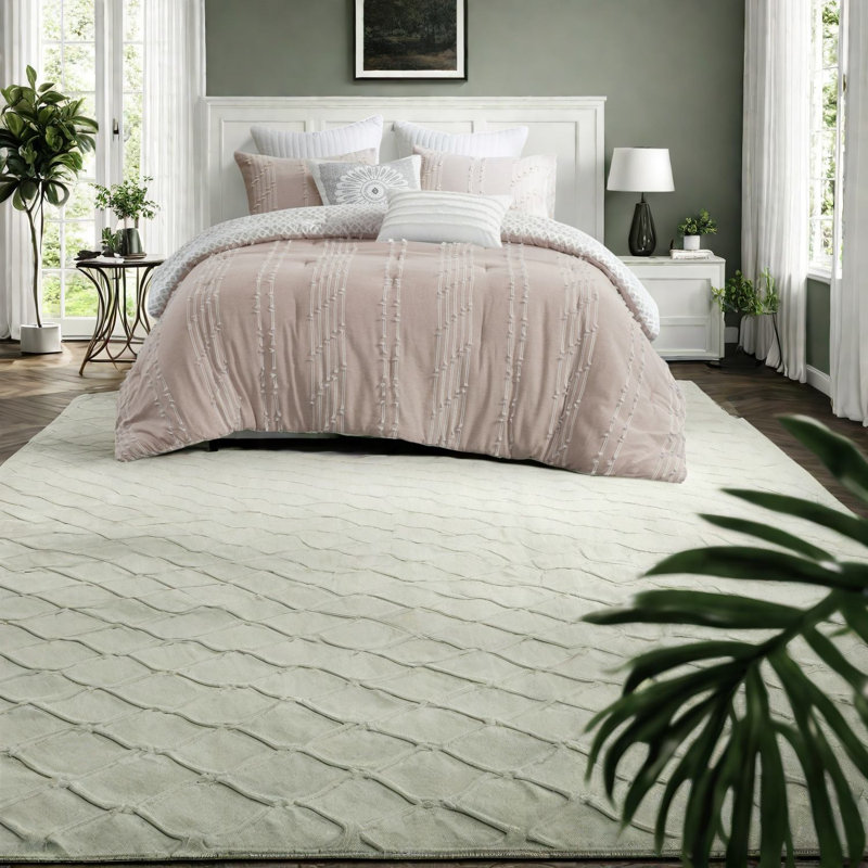 Ensembles de literie confortables en jacquard de coton, style rosé, élégance de chambre à coucher