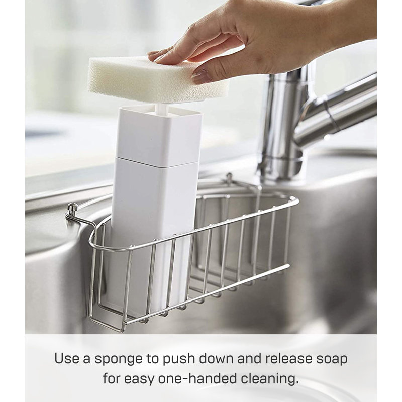 White Plastic One-Handed Push Soap Dispenser, 8.5 oz