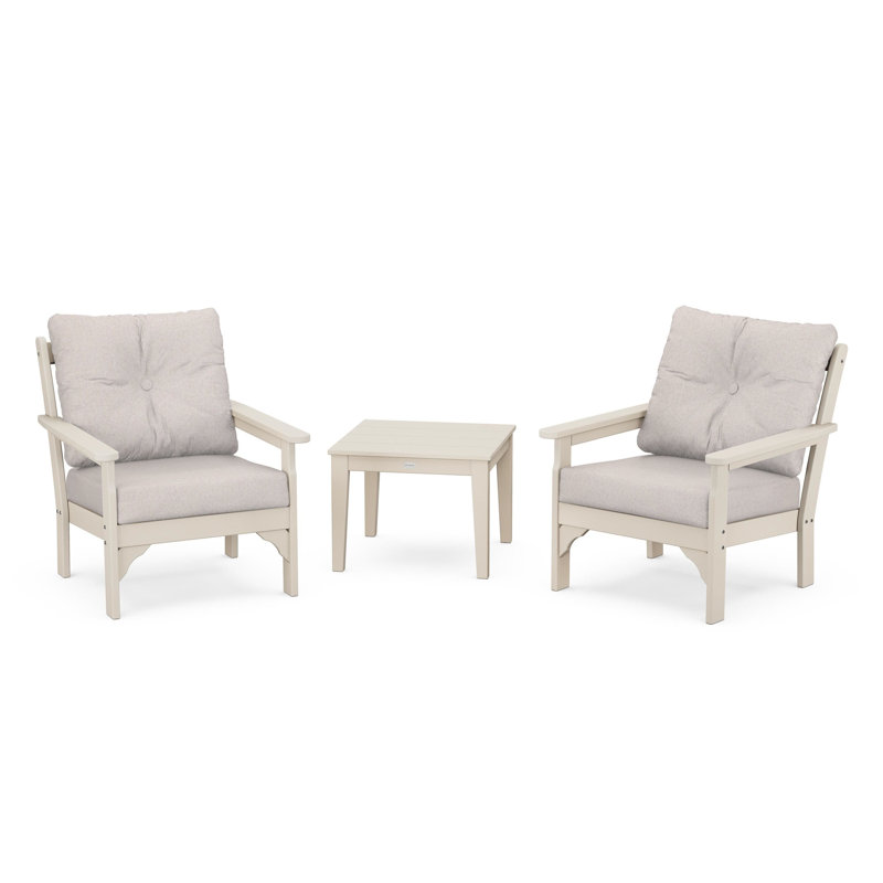 Vineyard 3-Piece Deep Seating Set, Sand, Dune Burlap