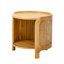 Table basse ronde 19,7 pouces avec plateau rotatif, décor en rotin et rangement caché, brun chaud