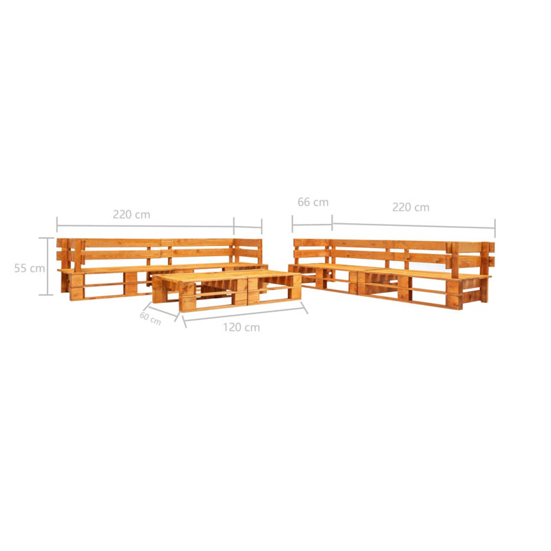 Esarosa Pallet 6 Seater Sofa Set, Honey Brown