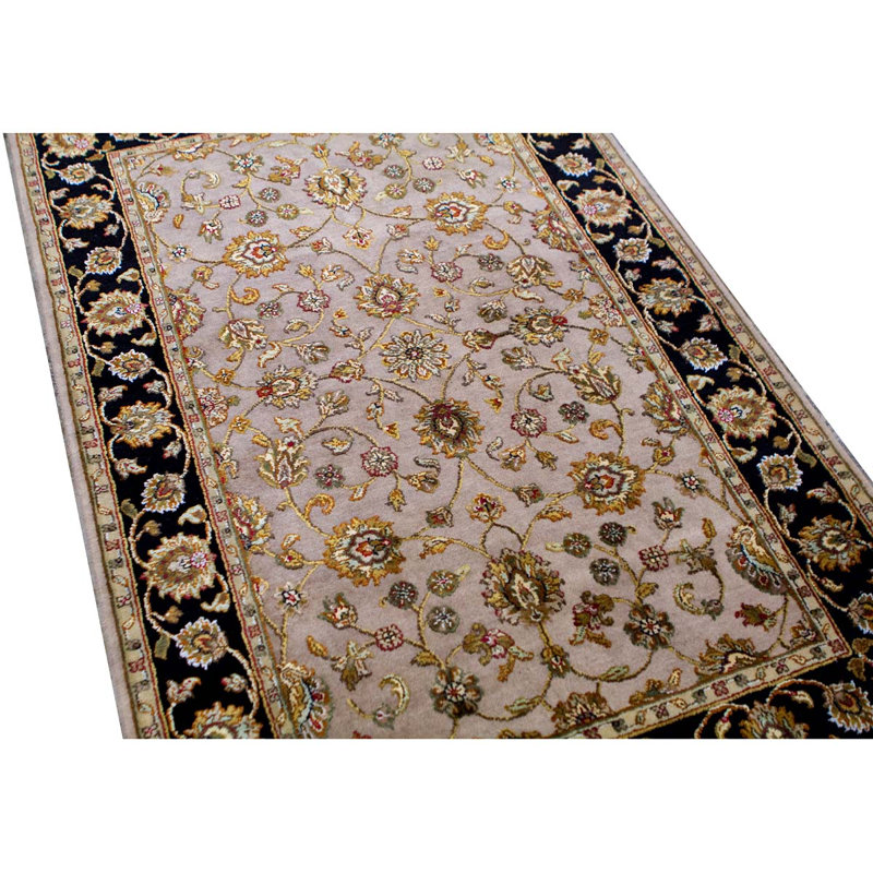 Hand-Knotted High-Quality Camel and Black Area Rug