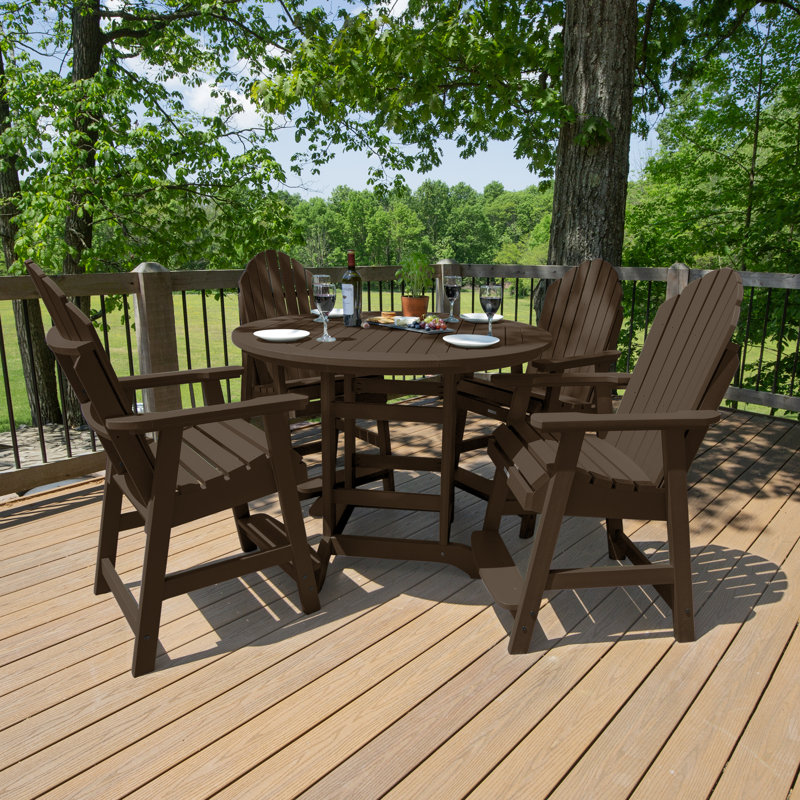 Anette 4-Person 48" Round, Counter-Height Dining Set, Weathered Acorn