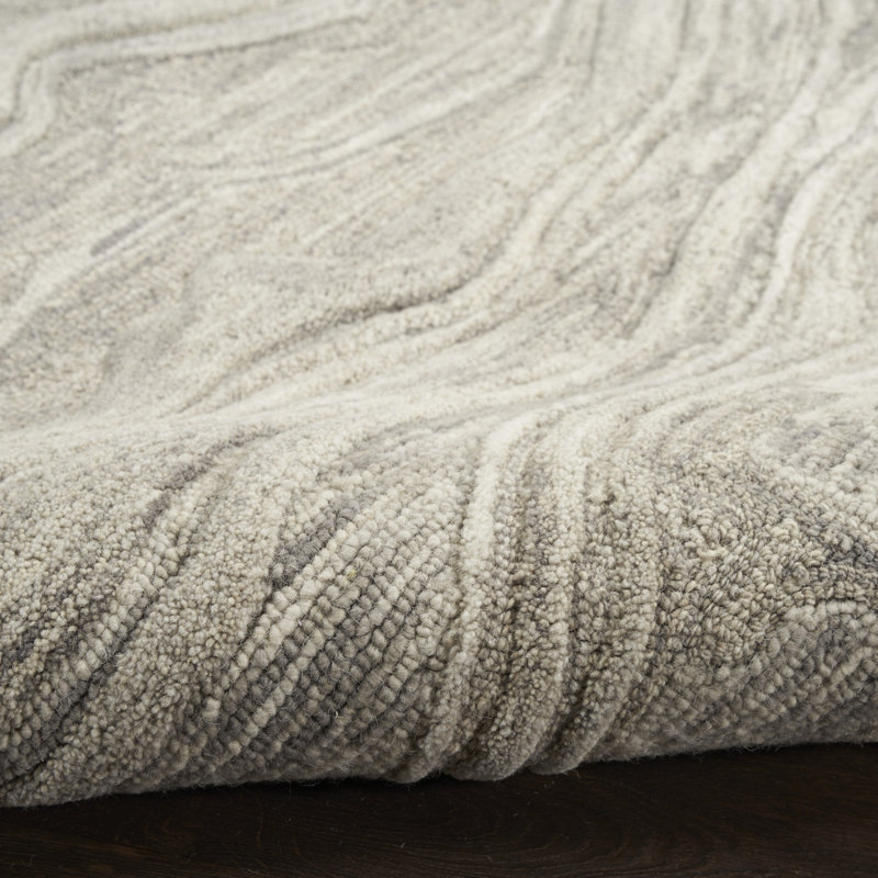 Tapis abstrait gris Ilijan, Rectangle 8 pi 6 po x 11 pi 6 po