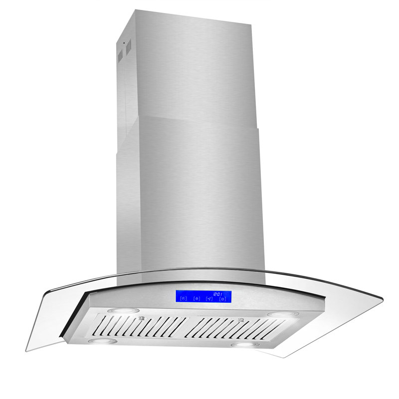 Hotte de cuisinière îlot gainable Cosmo Lumin de 30 po, commandes tactiles, filtres permanents, éclairage DEL, acier inoxydable, 668ICS Series