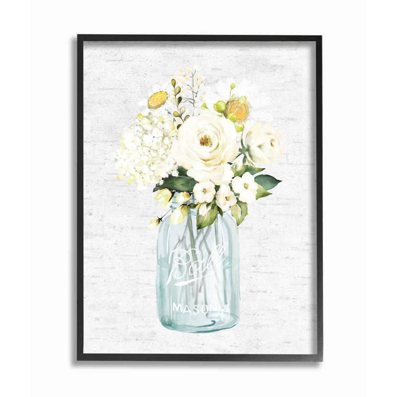 «Quaint Spring Floral Bouquet in Simple Blue Pot» par Lettré et doublé - impression d'art graphique