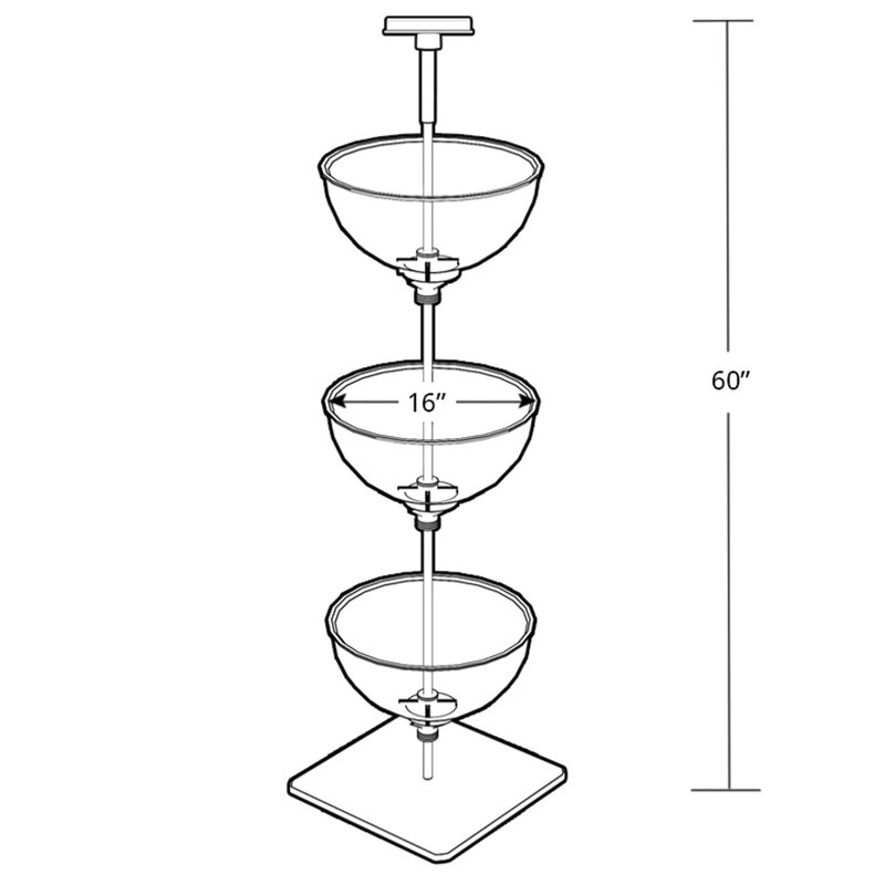 Clear Polycarbonate 3-Tier Bowl Pedestal Display Stand