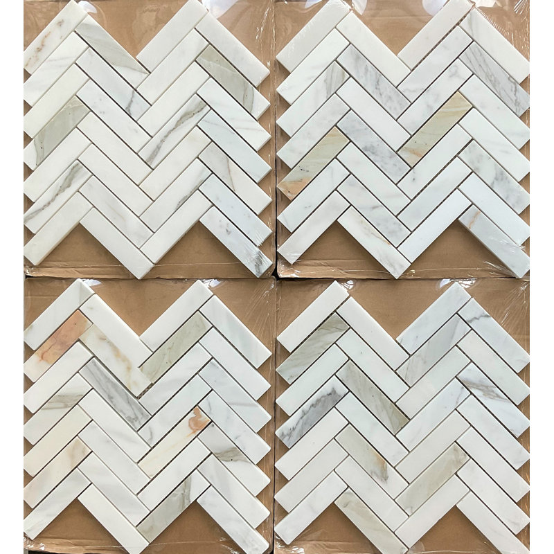 1" x 4" Natural Stone Herringbone / Chevron Mosaic Wall & Floor Tile