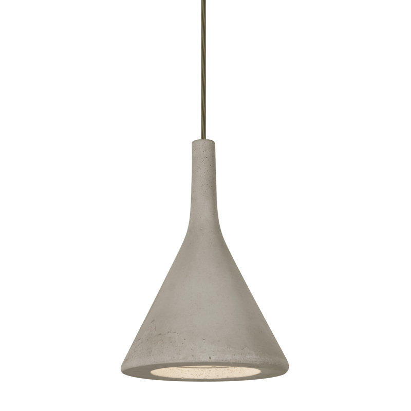 Luminaire suspendu conique à 1 lumière Enes, Nickel satiné, Brun clair