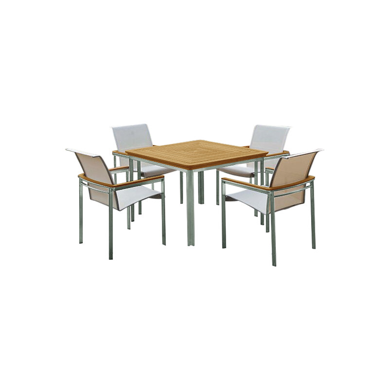 Tivoli Outdoor 5 - Piece Teak Dining Set, Gray, Bronze, No