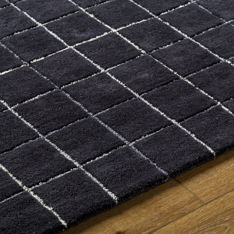 Tapis bleu marine touffeté à la main Mallory, Rectangle de 5 pi x 8 pi