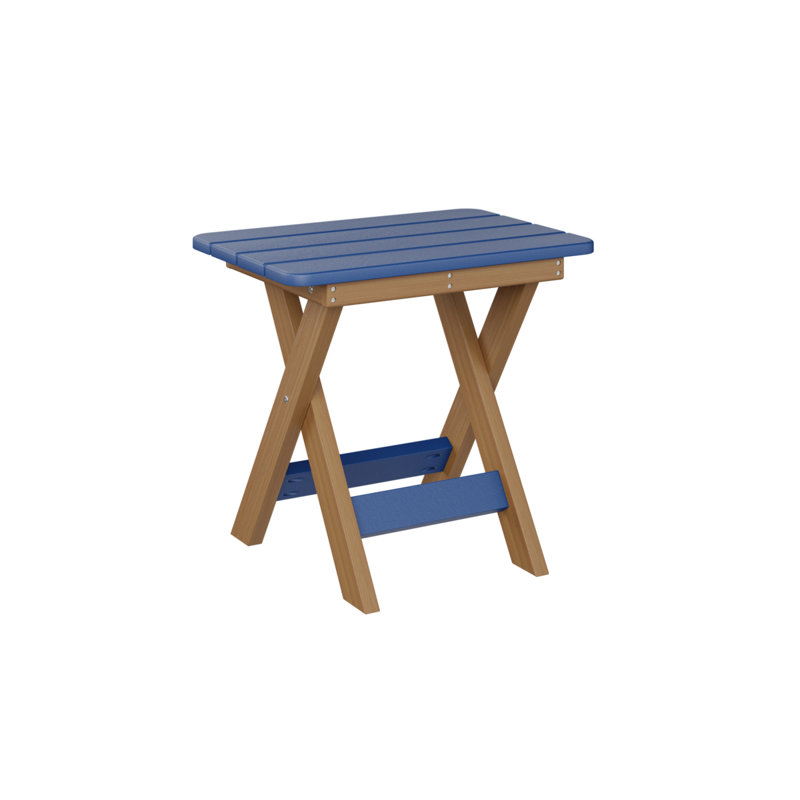Berlin Gardens Folding End Table, Pacific Blue, Natural Teak