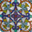 20.5”H Multicolored Round Stained Glass Window Panel