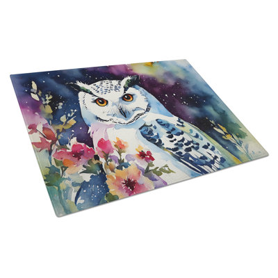 Snowy Owl Glass Cutting Board