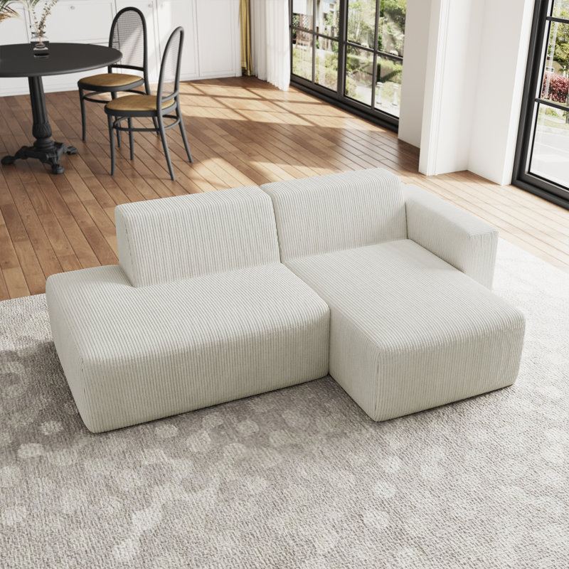 Berlare Modular Corner Sofa, Beige Corduroy, Right Hand Facing