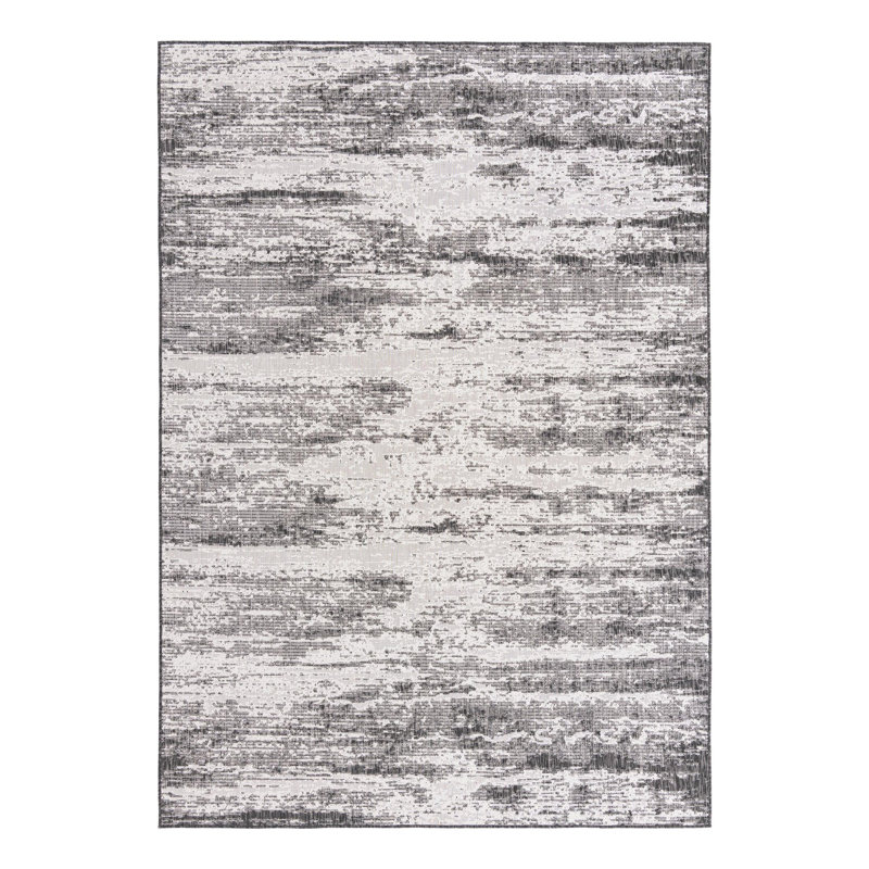 Tapis d'extérieur moderne gris anthracite Noushin, Rectangle 7 pi 10 po x 11 pi