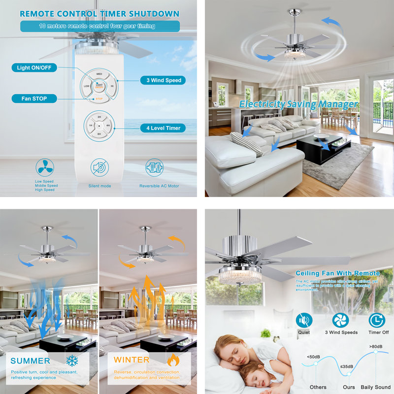 Ljubika 51.96'' Ceiling Fan with LED Lights