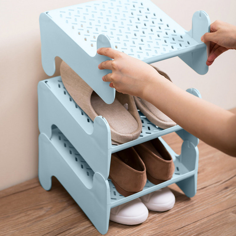Multilayer Stackable Foldable Shoe Rack Shoe Storage Rack Shoe Rack Layered Shoe Rack Non Perforated Storage Rack Breathable Plastic Material