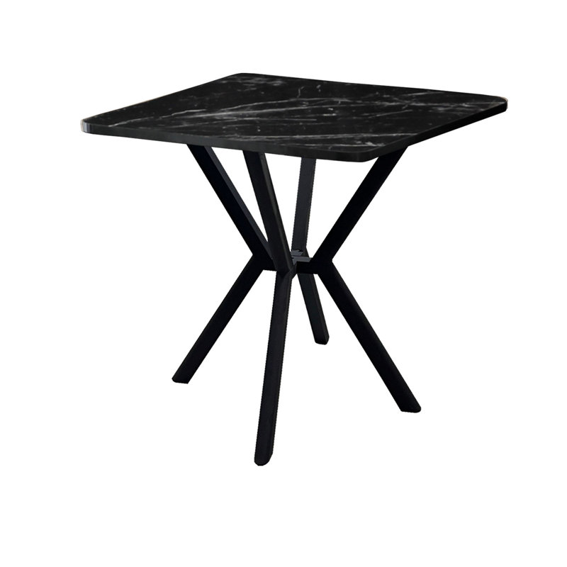 Modern Black Dining Table, 100% Melamine Coated Chipboard, 27.6 x 29.1 x 27.6 inches | Thickness: 0.7 inches | Sturdy PVC Edgeband | Sleek Industrial Design, Perfect for Contemporary Dining Areas & Novelty Spaces