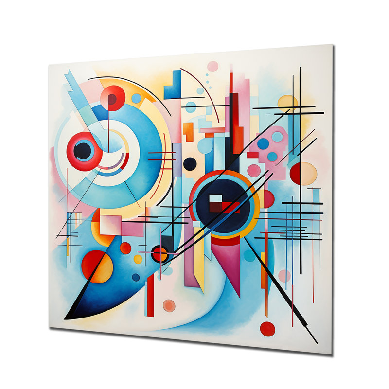 Blue And Pink Abstract Geometric Vision 5 - Geometric Metal Wall Art, 29" H x 29" W