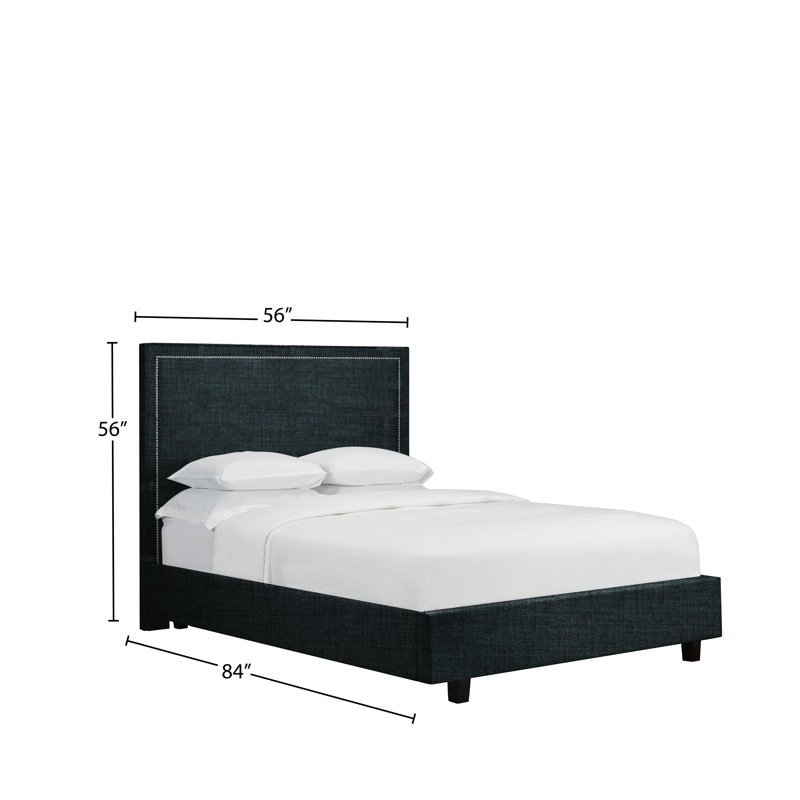 Lit standard rembourré Stowers, Double, Lin - denim