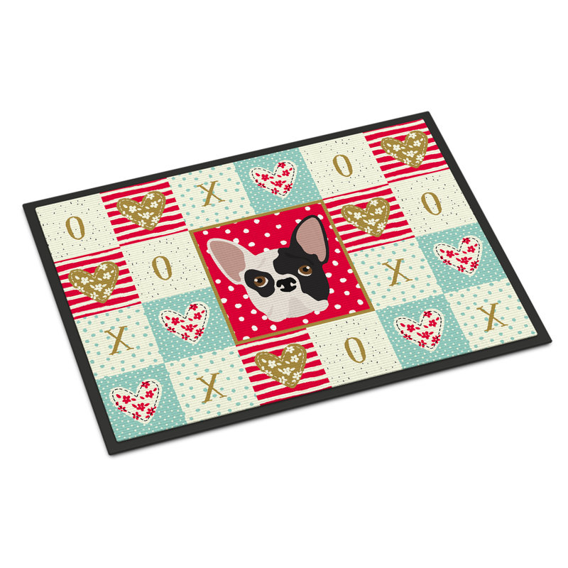 Bouledogue français 36 po x 24 po tapis d’extérieur antidérapant pour l’intérieur Carreon