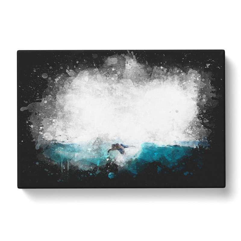 Surfer Riding The Wave - Wrapped Canvas Print, 35cm H x 50cm W x 3cm D
