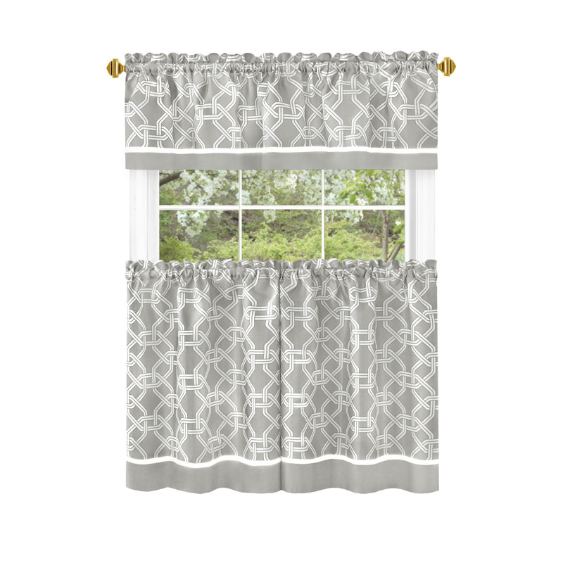 Brixwood Tailored Kitchen Curtain, 24" W x 58" L, Gray