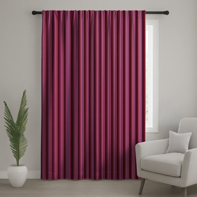 Red Vertical Stripes Window Curtains, Stripes Sheer & Blockout Curtains - 1 Panel