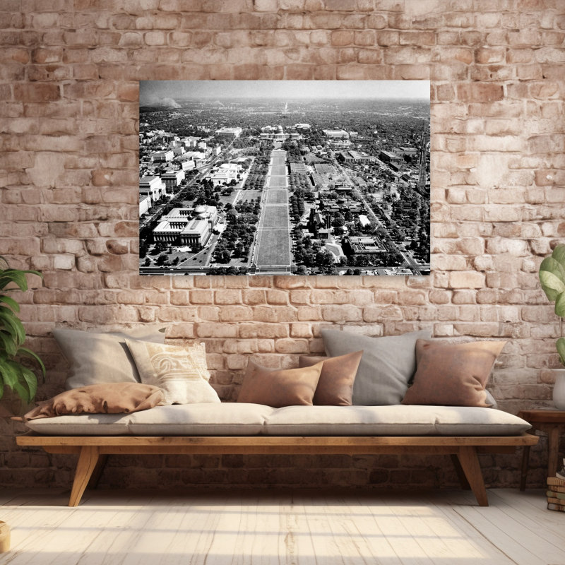 1950s VIEW OF THE NATIONAL MALL LOOKING EAST TOWARDS THE CAPITOL BUILDING FROM TOP OF THE WASHINGTON MONUMENT WASHINGTON DC USA 1 Piece Wrapped Canvas Wall Art