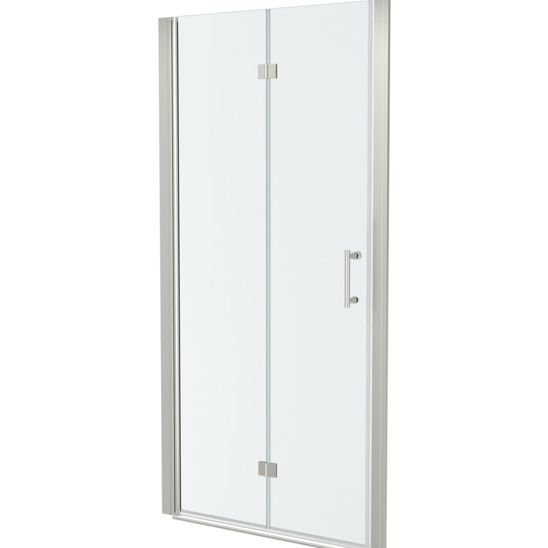 Porte de douche en verre trempé de 34 po x 72 po en nickel brossé - Ajustable à l'eau, réglable, délicate l 34 po x H 72 po