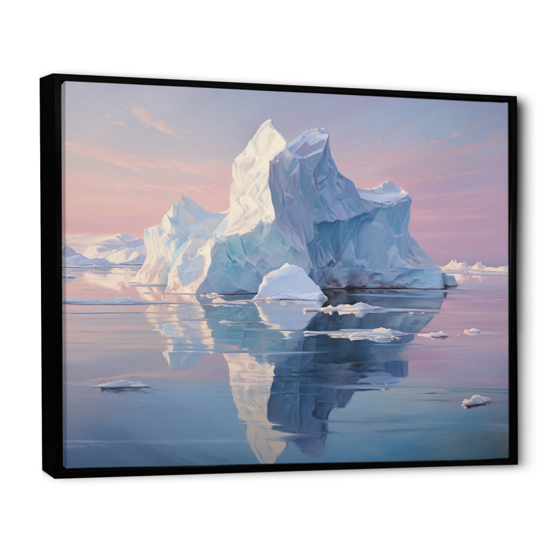 Iceberg blanc et blanc sérénité, Cadre flottant noir, H 12 po x l 20 po x P 1 po