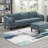 6Pcs Modular Sofa Set 4X One Arm Chairs 1X Armless Chair 1X Ottoman Living Room Furniture Mineral Color Morgan Fabric-1149048297