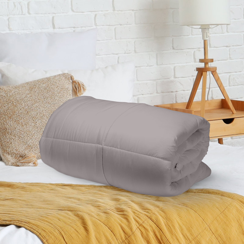 Édredon en duvet synthétique hypoallergénique toutes saisons, gris, Édredon simple 