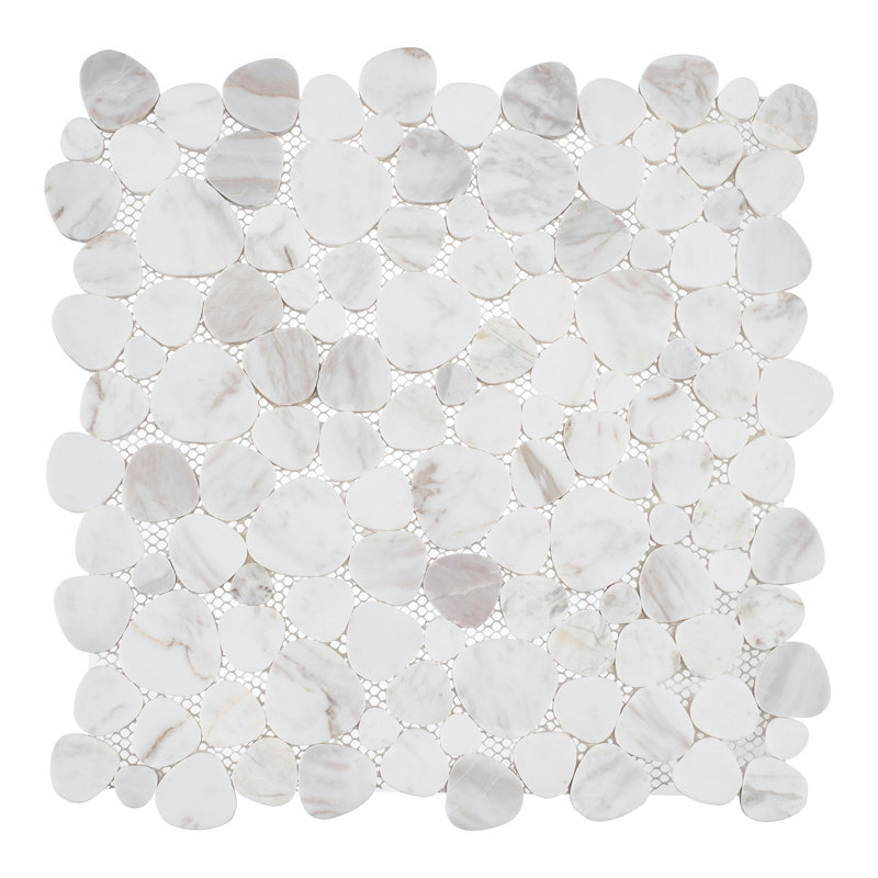 Oasis Natural Stone Pebble Mosaic Sheet, Halo