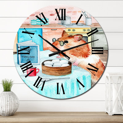 Drôle de petit hamster en train de déjeuner - Horloge murale pour enfants