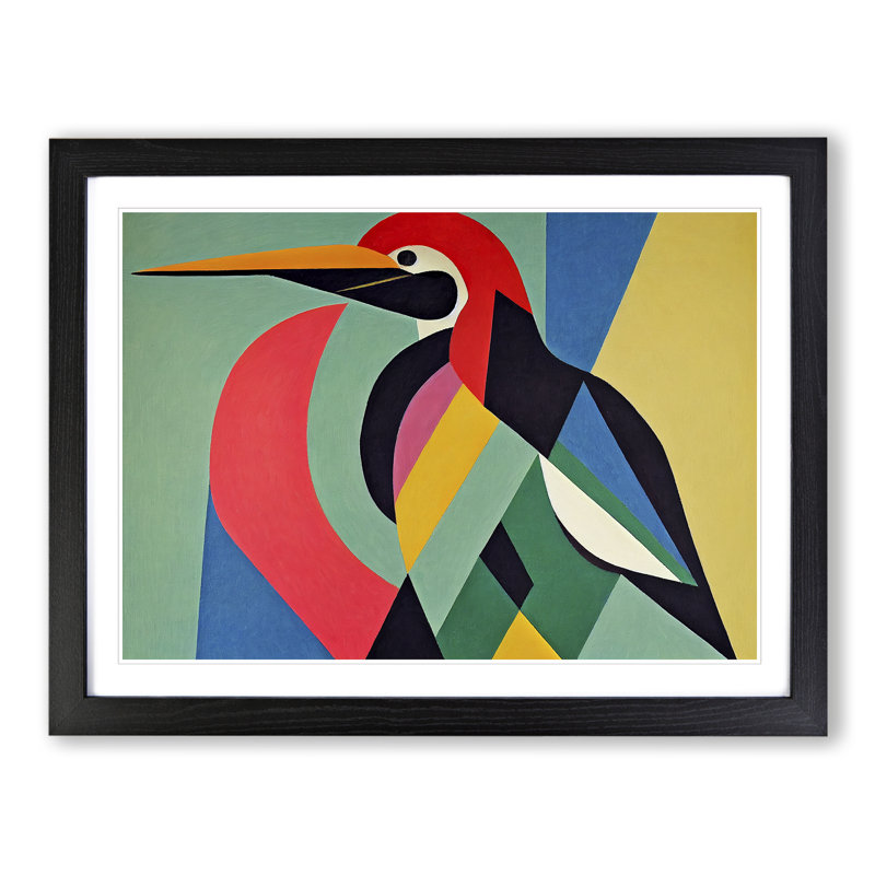 XH1022-6864X Pelican Abstract Art - Single Picture Frame Print, Black, 34cm H x 46cm W x 2cm D
