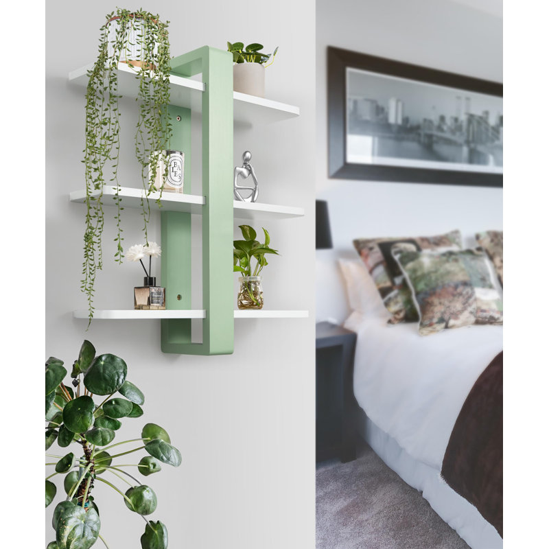 Candence Floating Shelf, Mint Green/White