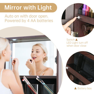 360° Swivel Jewelry Armoire with Drawers