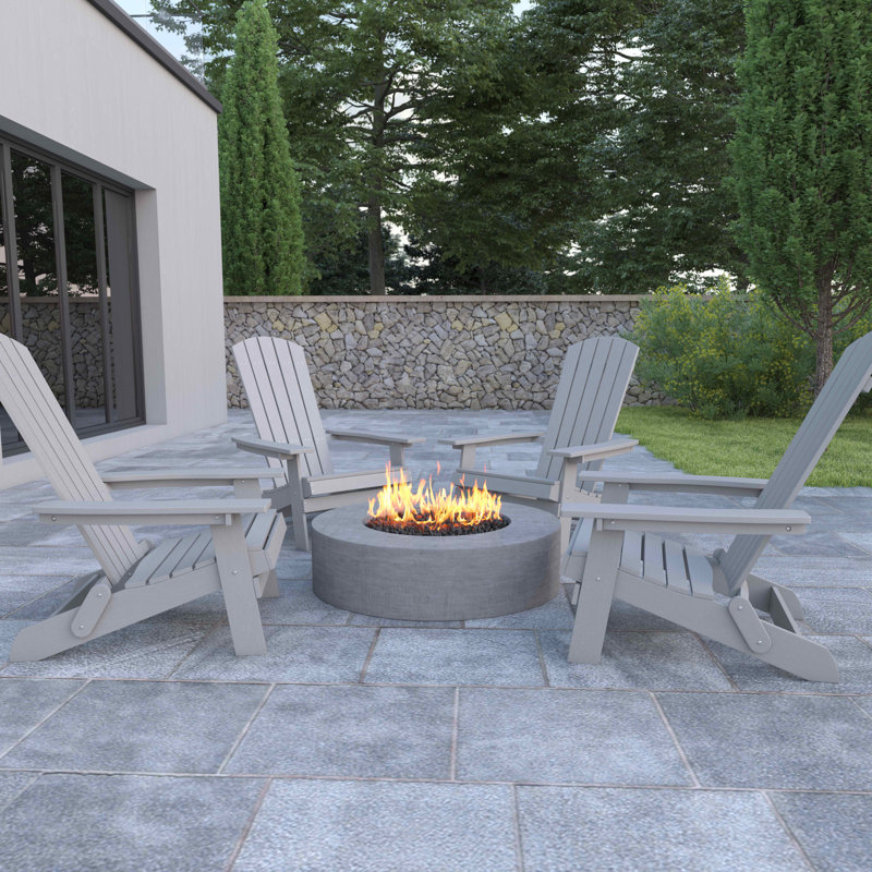 Balasi Poly Resin Folding Adirondack Chair-Indoor/Outdoor Patio Chair, Gray
