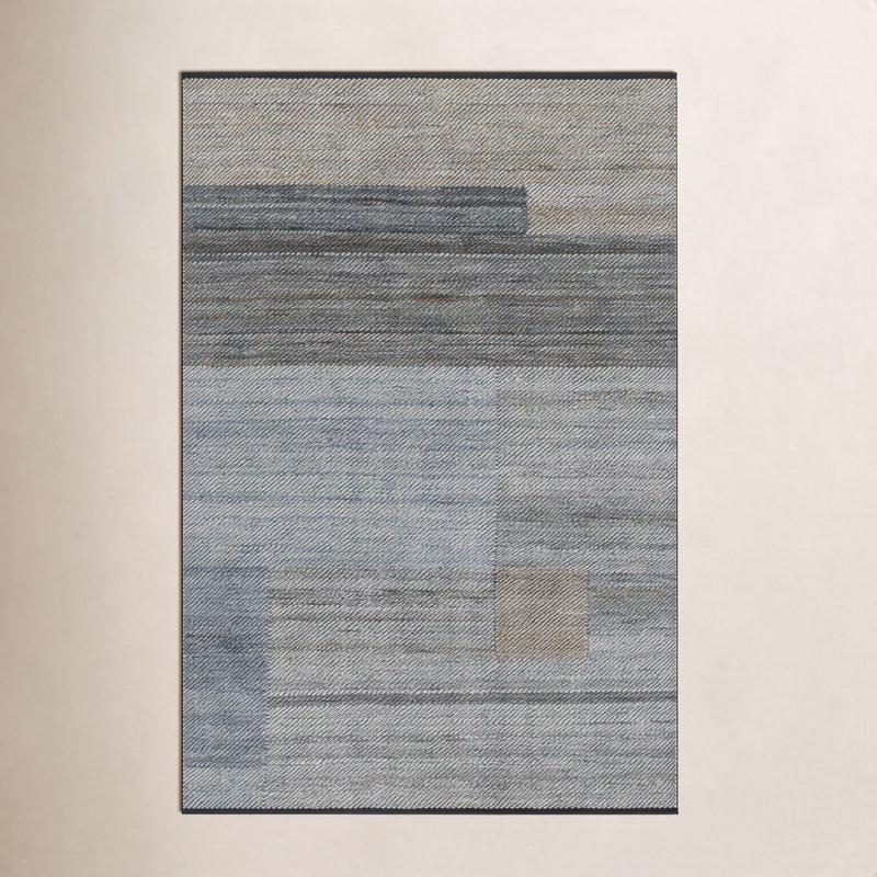 Ginesta Rectangle Campbelle Patchwork Hand Woven Flatweave Recycled P.E.T. Indoor/Outdoor Area Rug in Gray